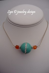 magnesite with cubic zirconia and carnelian on sterling knurl chain 2