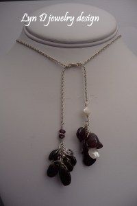 rhodolite garnet and baroque pearl on sterling knurl chain 1